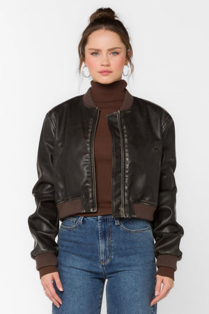 Becca Vegan Leather Jacket Vintage Brown