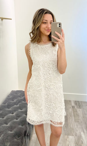 Eyelet Sleeveless Dress Off White