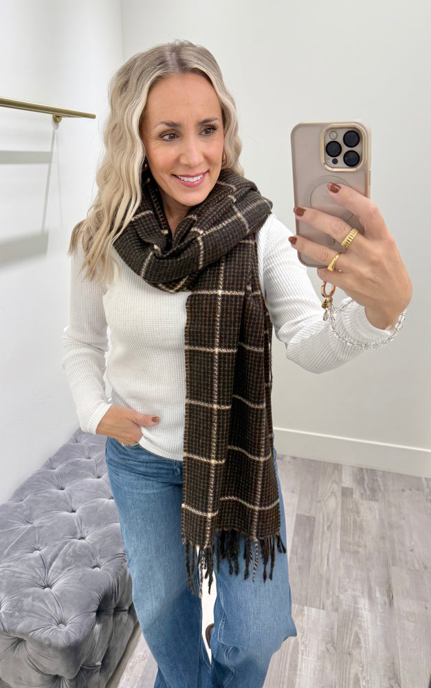 Fringe Scarf - Brown