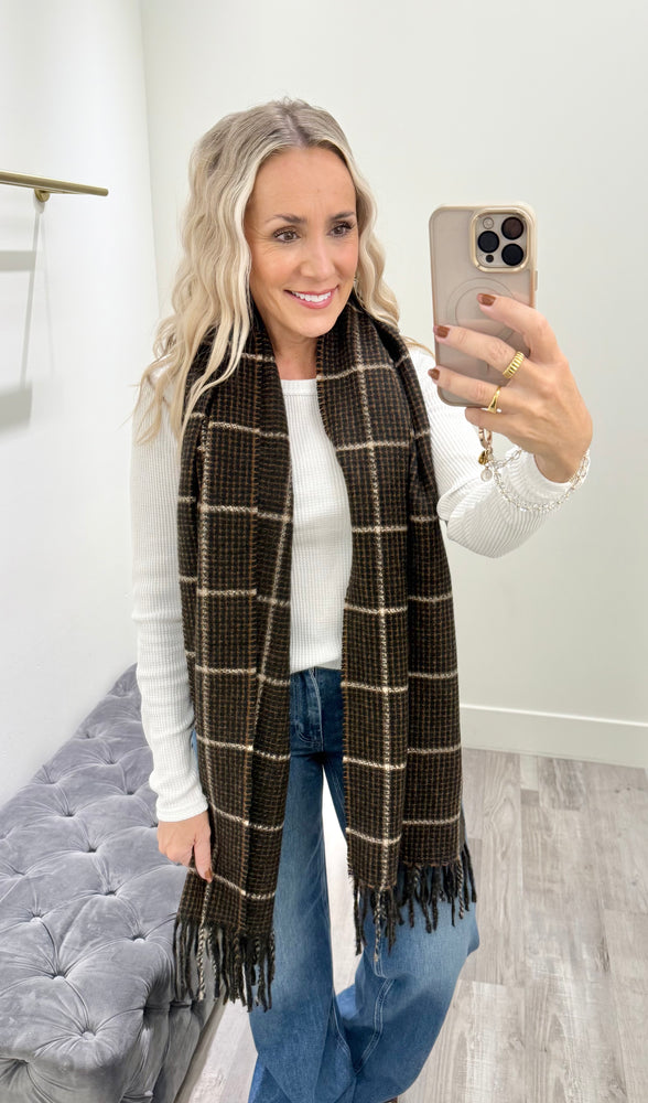 Fringe Scarf - Brown