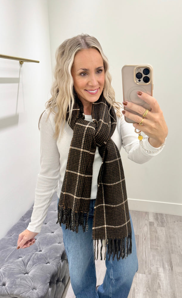 Fringe Scarf - Brown