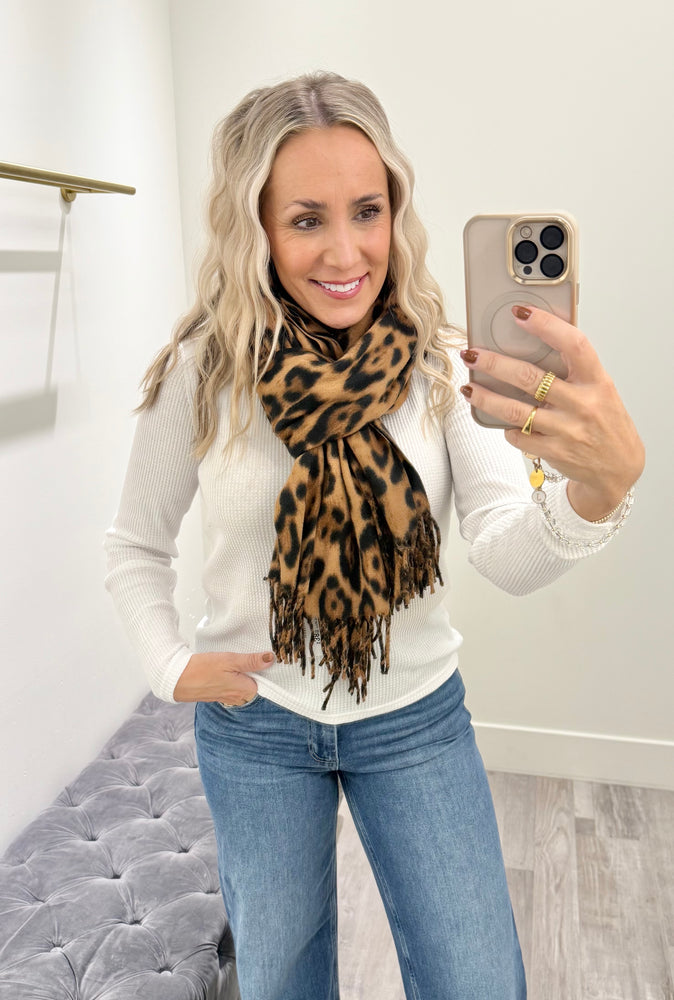 Fringe Scarf - Leopard