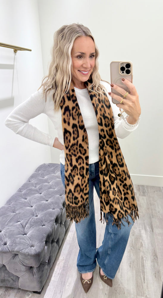Fringe Scarf - Leopard