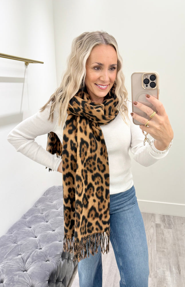 Fringe Scarf - Leopard