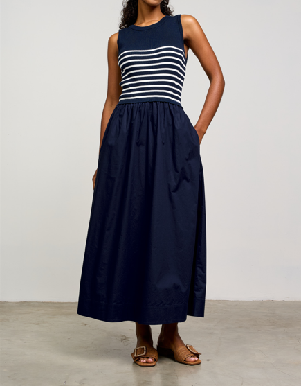 Sutton Tank Dress White/Navy Stripe