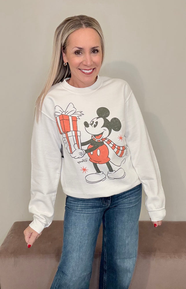 Mickey Presents Fleece Sweatshirt White