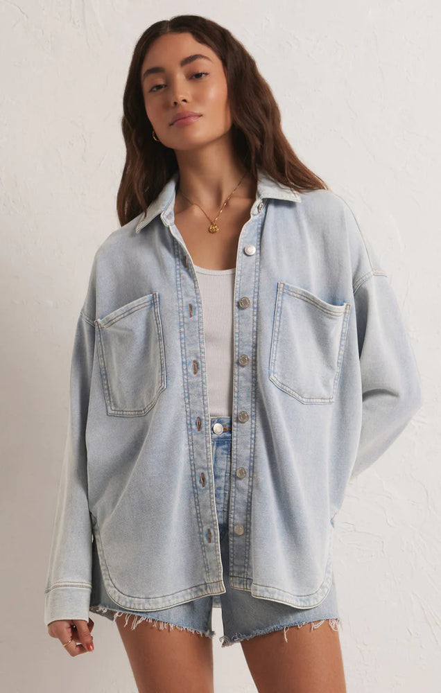 
            
                Load image into Gallery viewer, All Day Knit Denim Jacket Washed Indigo
            
        