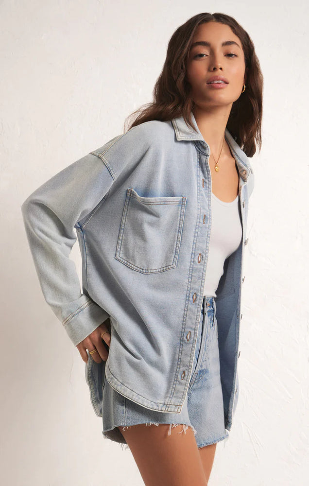 
            
                Load image into Gallery viewer, All Day Knit Denim Jacket Washed Indigo
            
        