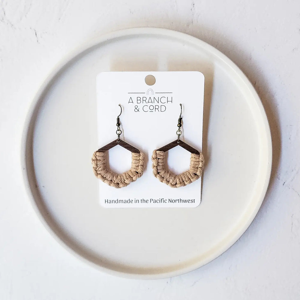A Branch & Cord - Macrame Honeycomb Knotted Earrings