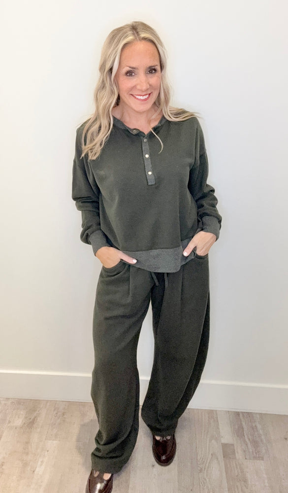 Snap Button Pullover Garment Dyed - Hunter Green