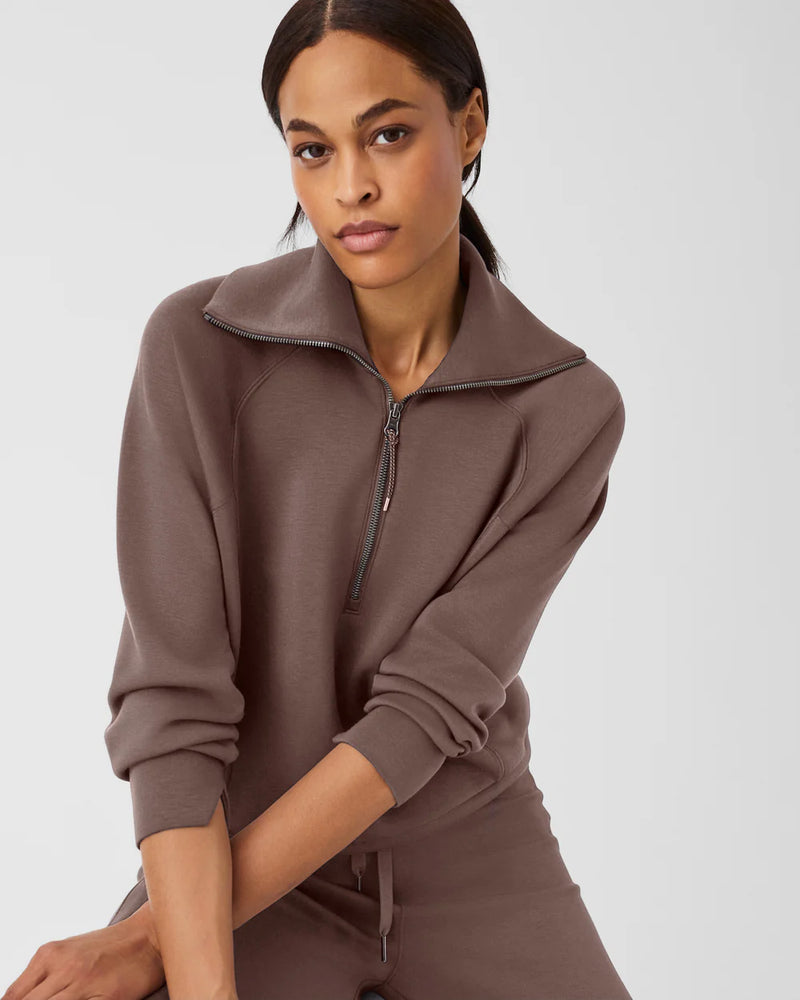 Spanx Air Essentials Half Zip Smoke-Mapel Boutique