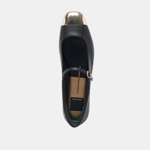 Reyes Toe Cap Ballet Flats Black Leather