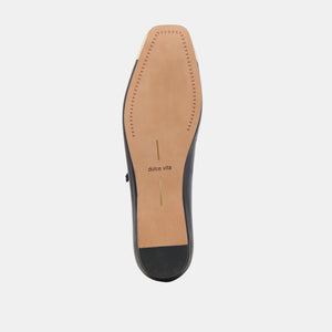 Reyes Toe Cap Ballet Flats Black Leather