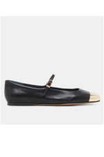 Reyes Toe Cap Ballet Flats Black Leather