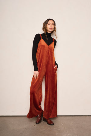 Colline Velvet Jumpsuit Chestnut