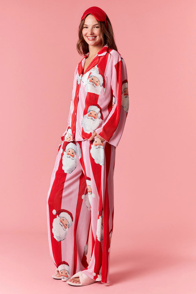 Santa Plissé Pajama Set Pink/Red