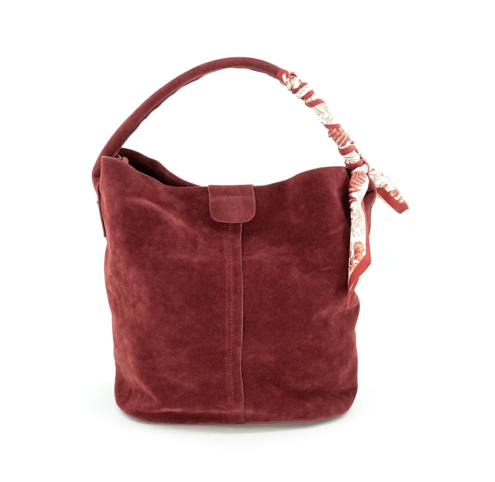 Suede Bucket Bag Burgundy