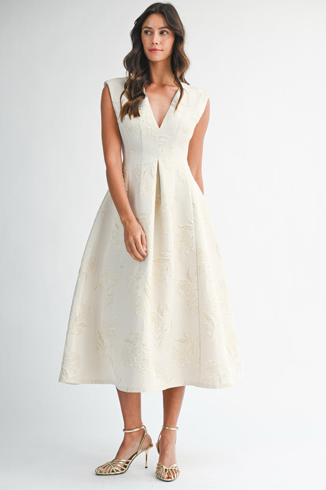 Ophelia Floral Jacquard Dress Cream