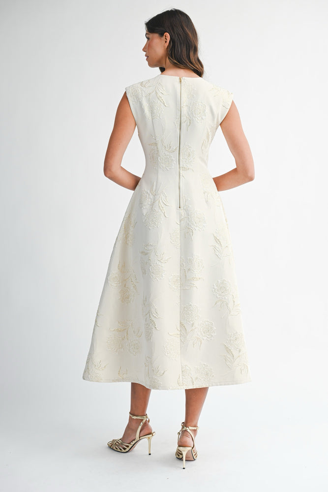 Ophelia Floral Jacquard Dress Cream