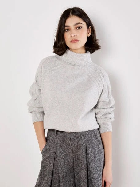 Melange Roll Neck Sweater Grey