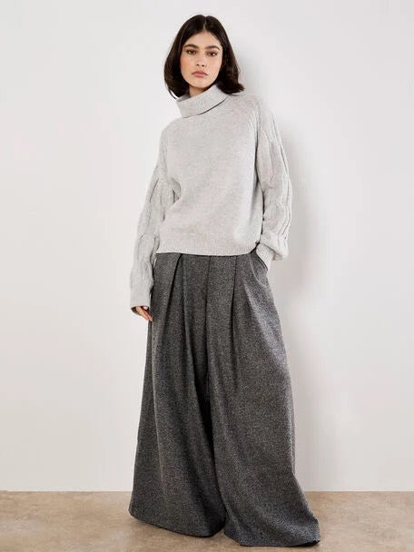 Melange Roll Neck Sweater Grey