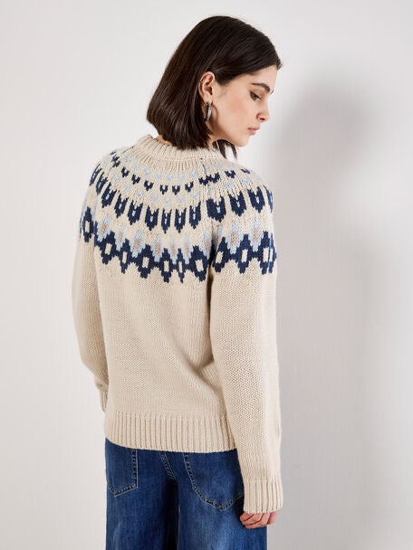 Fair Isle Crewneck Sweater Stone