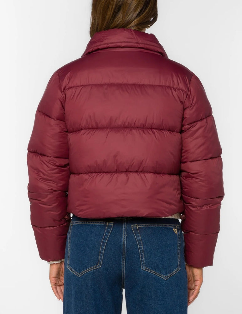 Jonas Cropped Puffer Coat Deep Burgundy