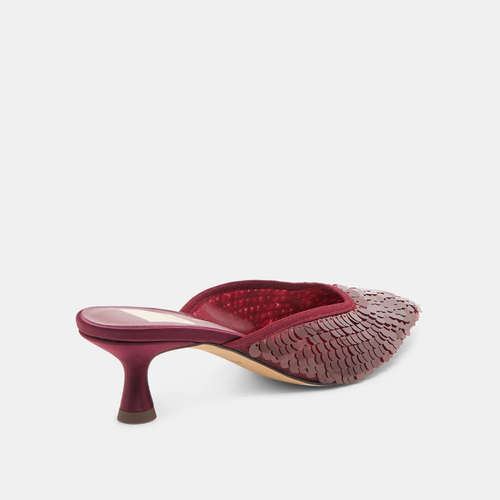 Cleo Sequin Heels Cranberry