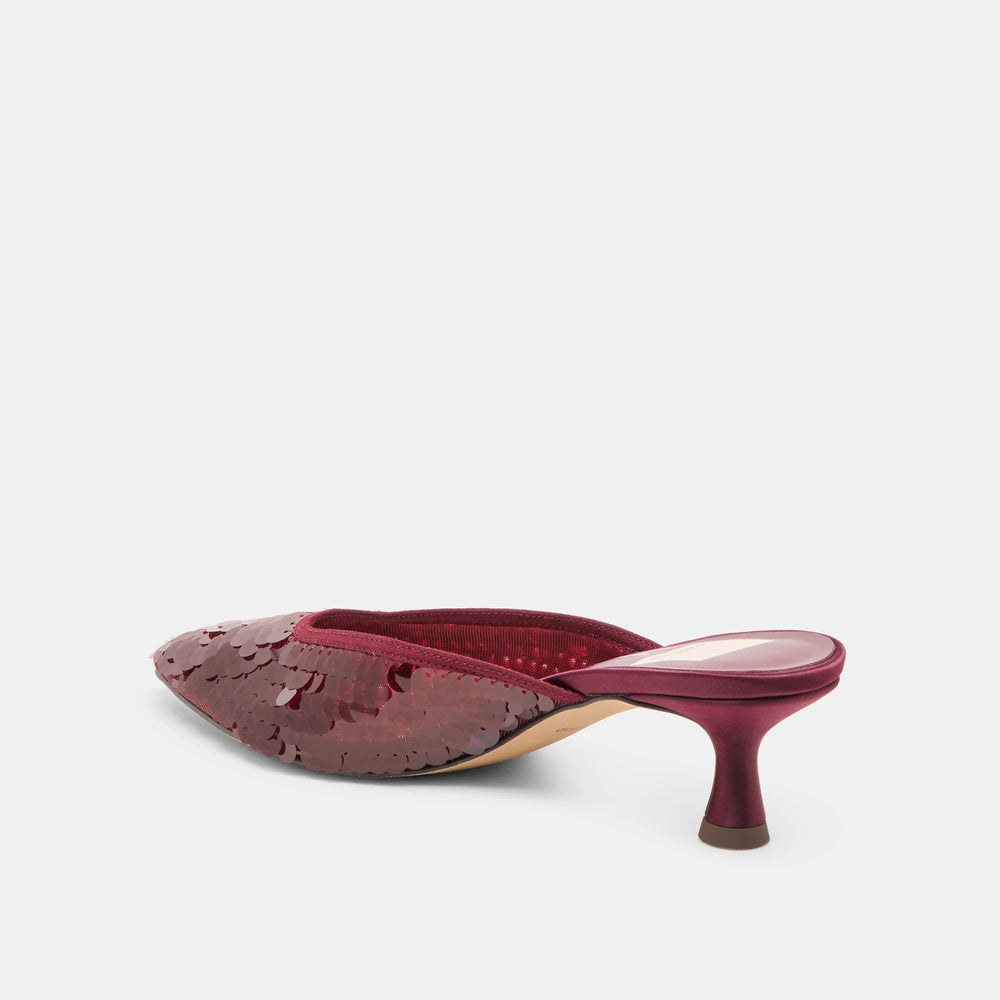 Cleo Sequin Heels Cranberry