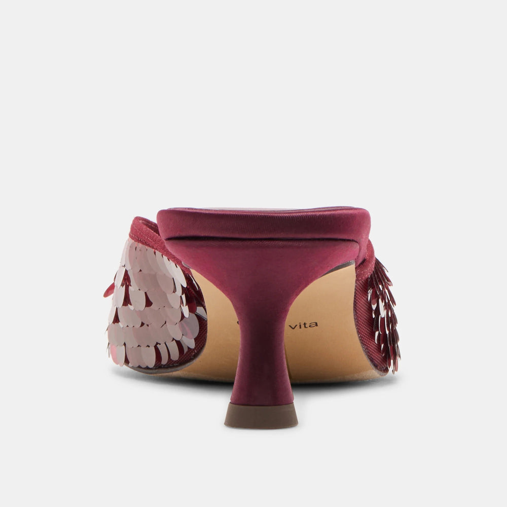 Cleo Sequin Heels Cranberry