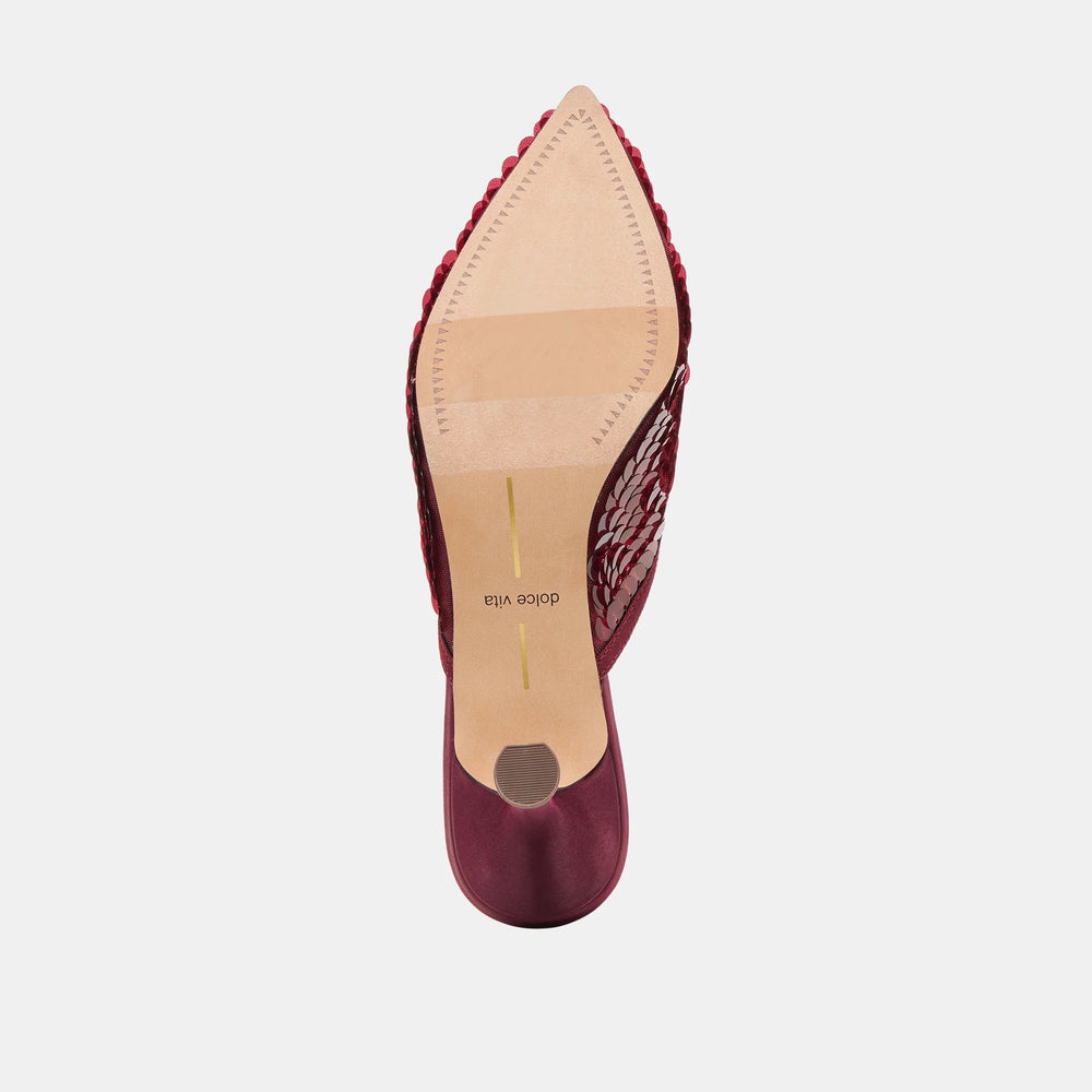 Cleo Sequin Heels Cranberry