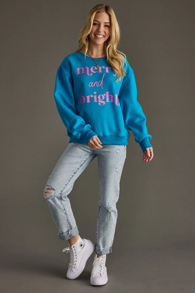 Merry & Bright Sweatshirt Blue