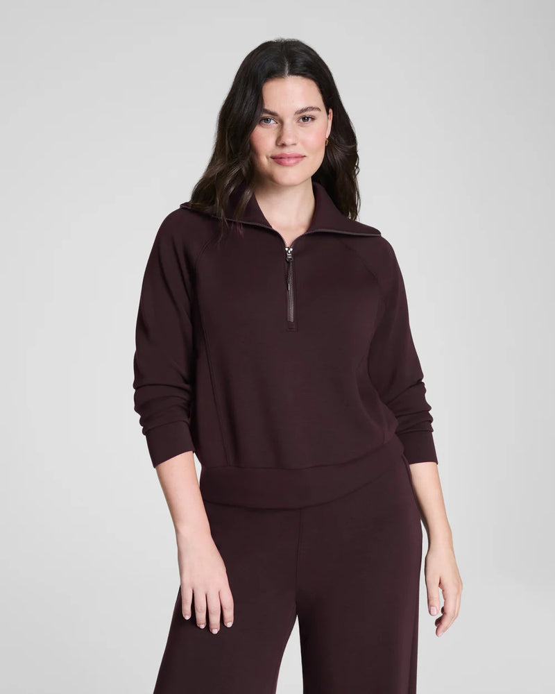 Spanx Air Essentials Half Zip Truffle Brown