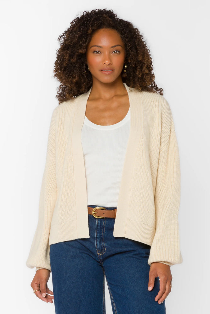 Brayden Balloon Sleeve Cardigan Fiberglass