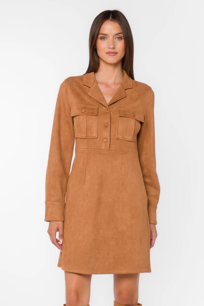 Roya Faux Suede Dress Camel