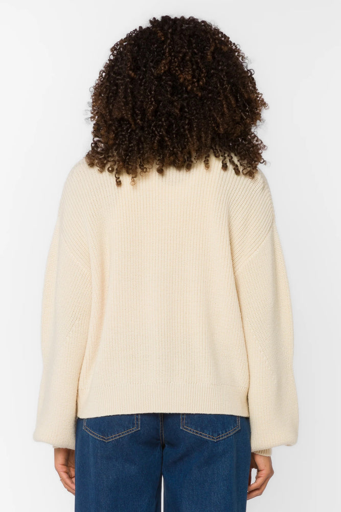 Brayden Balloon Sleeve Cardigan Fiberglass