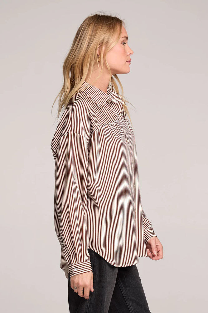 Isadora Pinstripe Top Chocolate
