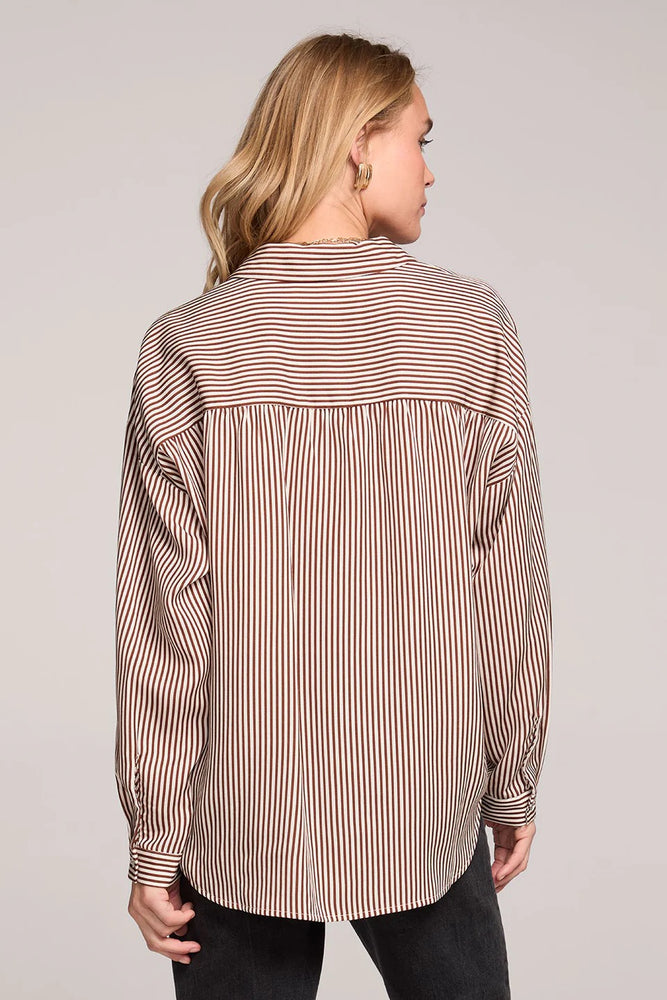 Isadora Pinstripe Top Chocolate