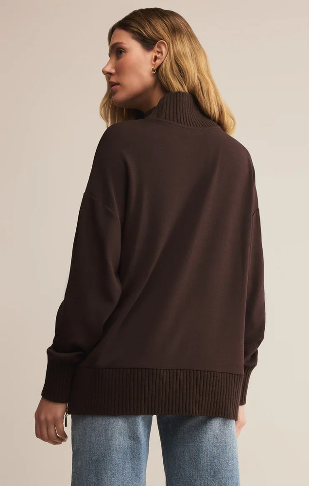 Sable Luxe Mock Neck Top Chocolate Cherry