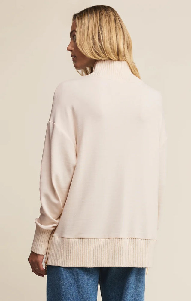 Sable Luxe Mock Neck Top Warm White