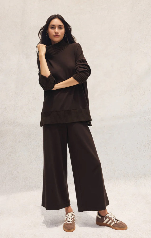 Sable Luxe Mock Neck Top Chocolate Cherry