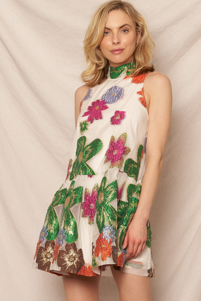 Winter Floral Dress Cream