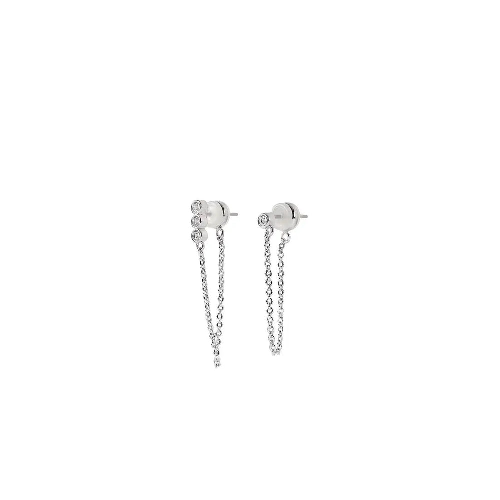Crystal Chain Earring Set Silver