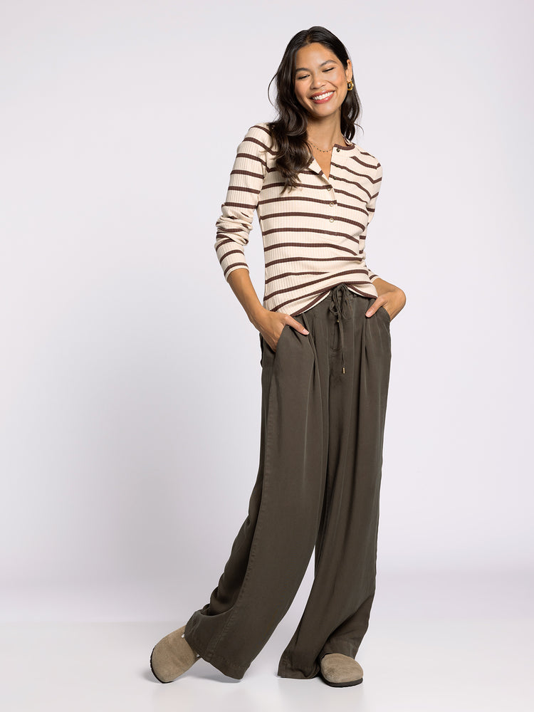 Carina Top Cream/Brown Stripe