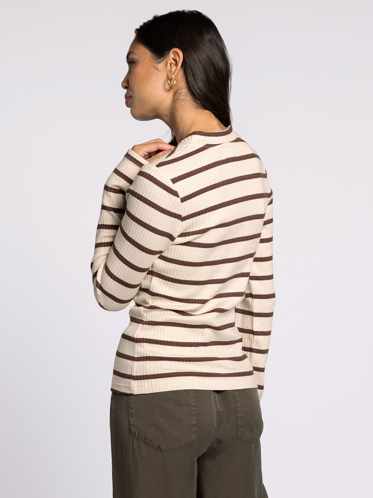 Carina Top Cream/Brown Stripe