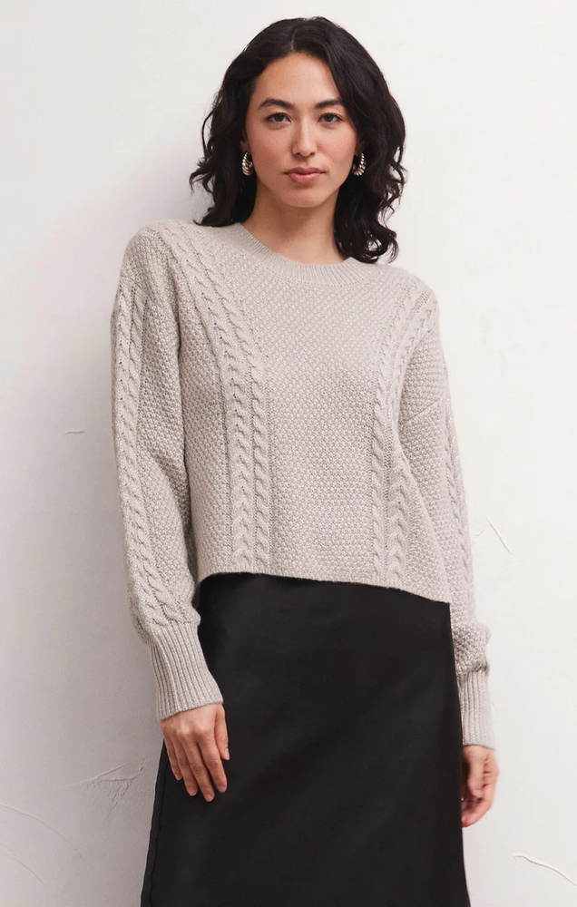 
            
                Load image into Gallery viewer, Eternal Metallic Cable Sweater Dove
            
        