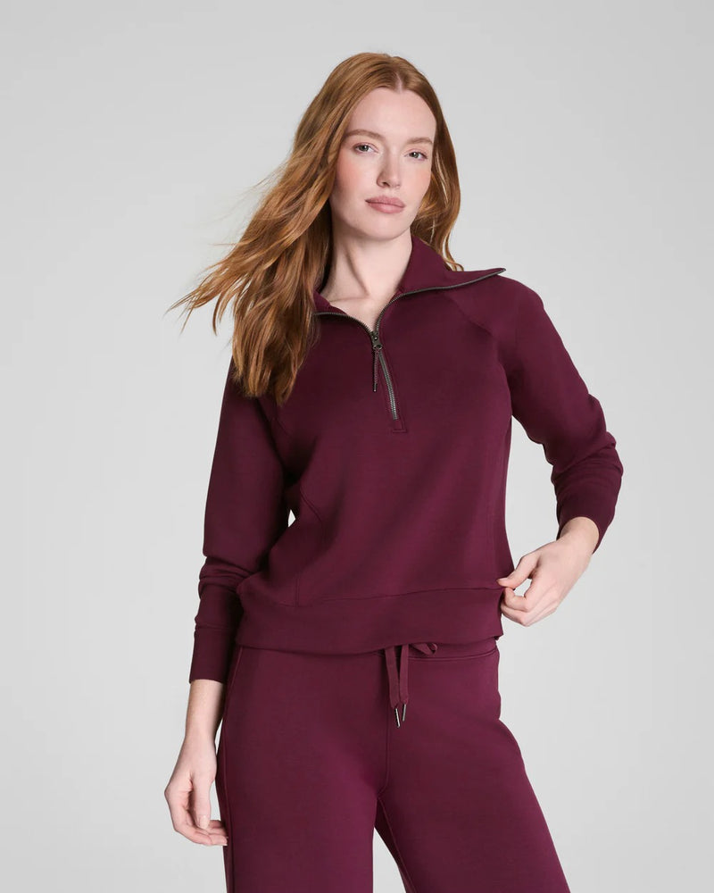 Spanx Air Essentials Half Zip Plum Berry