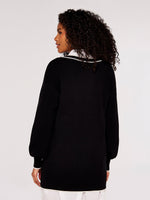 Tipping Gold Button Cardigan Black