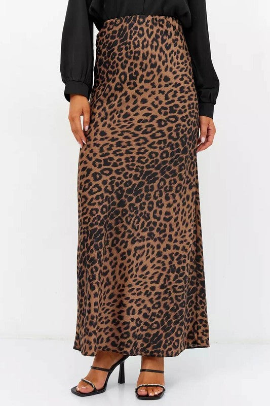 Lilith High Waist Maxi Skirt Leopard