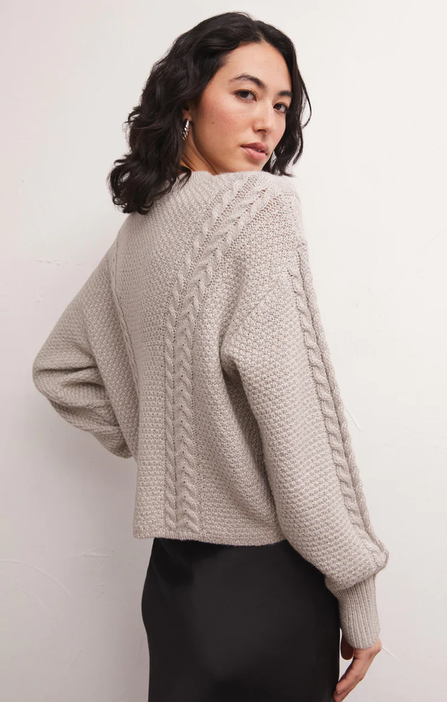 
            
                Load image into Gallery viewer, Eternal Metallic Cable Sweater Dove
            
        